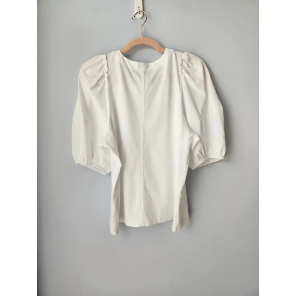 NWT Madewell Puff-Sleeve Tee 100 Percent Cotton White M *Flaw SEE DESCRIPTION